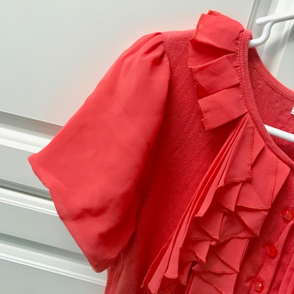 Pleated Ruffles Short-sleeve Cardi - Picture 4 of 4